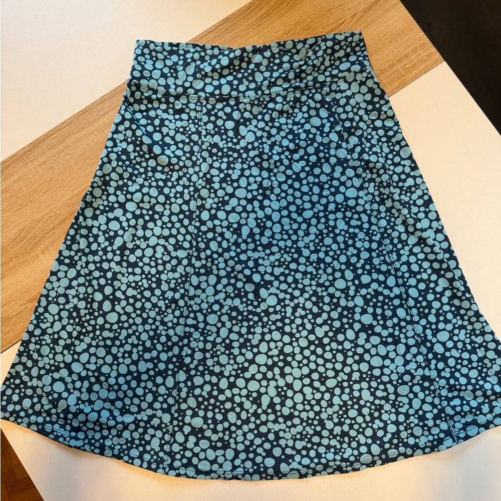 Melika Navy and Light Blue Bubble-Print A-Line Skirt with Wide Waistband